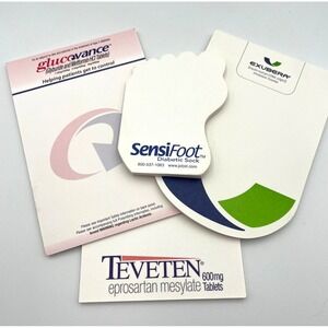 Exubera Glucovance Teveten SensiFoot Drug Rep Notepad Lot Pharma Promo